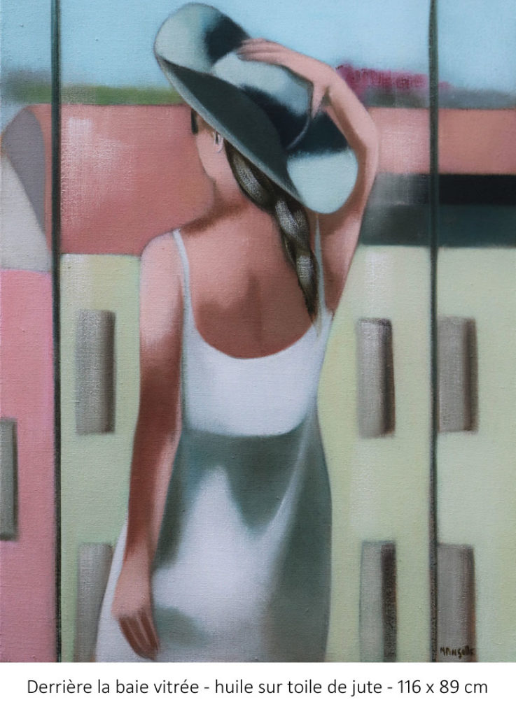 Derrière la baie vitrée, Urbain, Peinture Martine Pinsolle